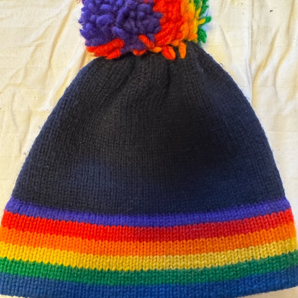 Vintage The Mountain Lid Rainbow Pom-Pom  Hat